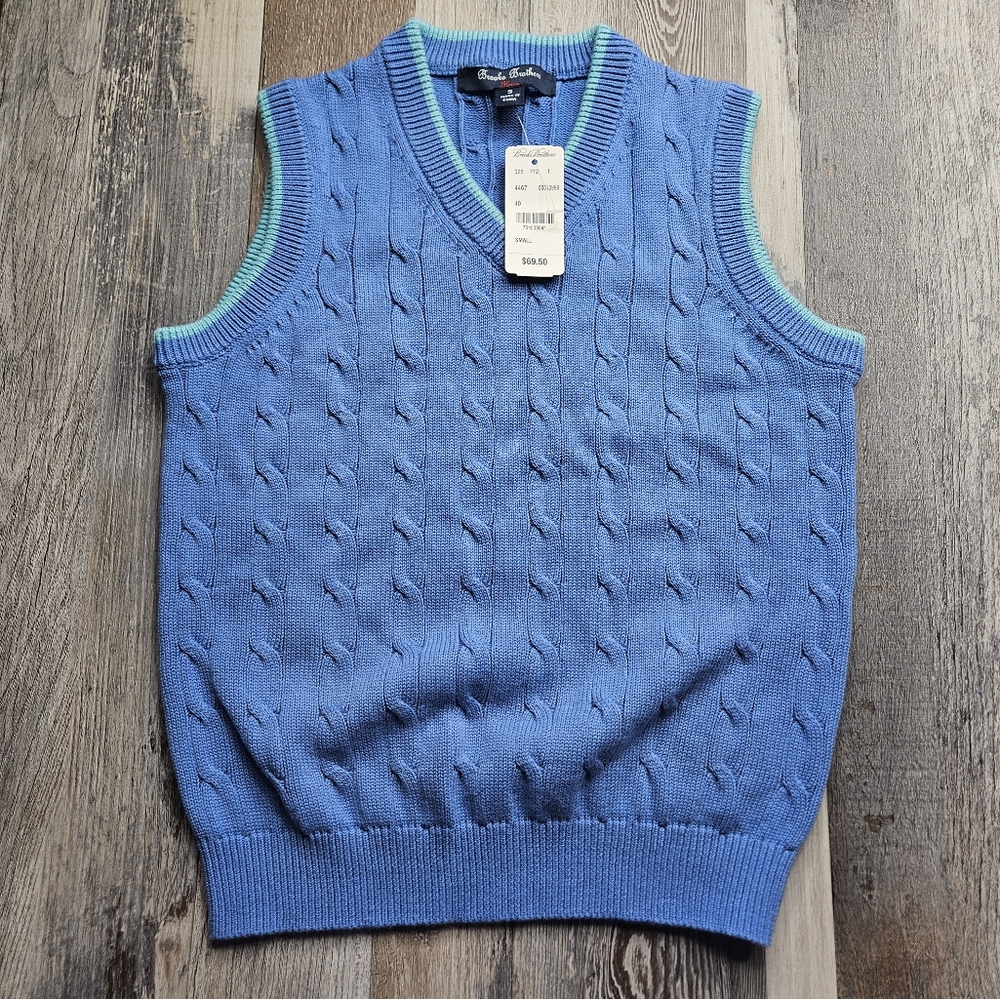 Brooks Brothers Youth Boy's Sweater Vest Blue NEW
